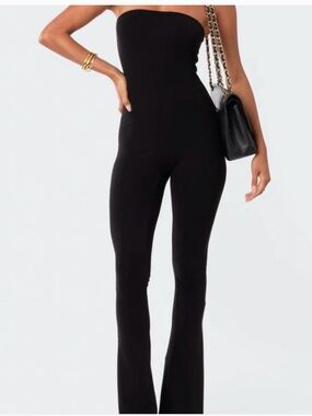 Edikted Strapless Black Jumpsuit for Women